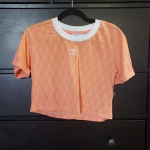 Adidas logo orange crop top